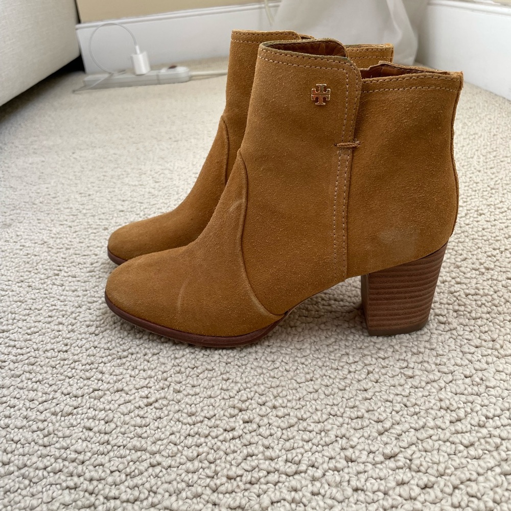 Tory Burch camel suede booties